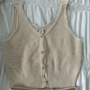 Cream tank and wide leg pant knit set